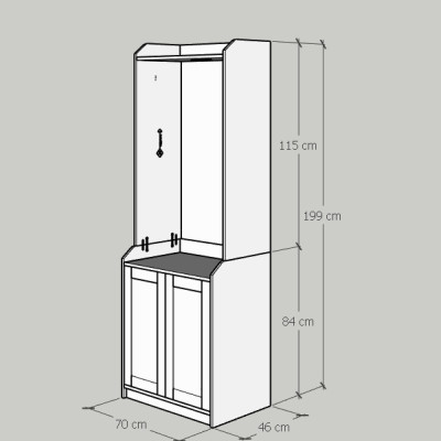 [Happy Home Furniture] CANA,  Tủ treo quần áo - 2 cửa mở,  70cm x 46cm x 199cm ( DxRxC), TCM_003