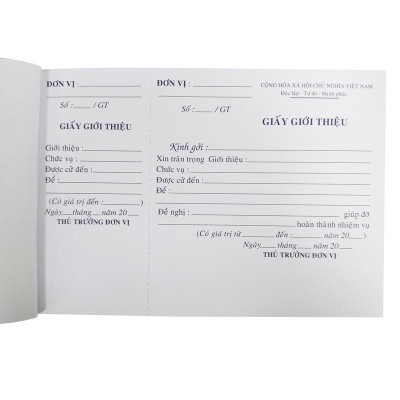 Giấy Giới Thiệu 1 Liên