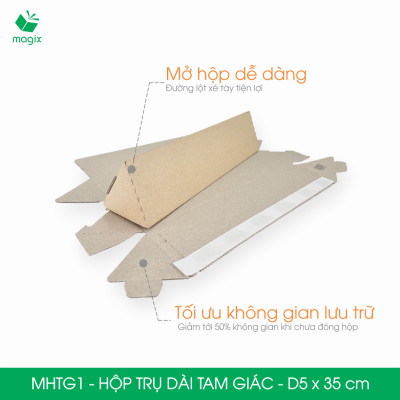 MHTG1 - D5x35 cm - 100 Hộp trụ dài tam giác thay thế ống giấy - Hộp carton đóng gói hàng