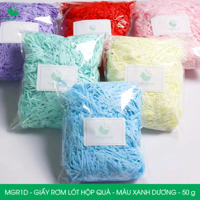 MGR1D - 100g Giấy rơm lót hộp quà màu xanh dương - Giấy sợi rơm trang trí - Giấy vụn chống sốc