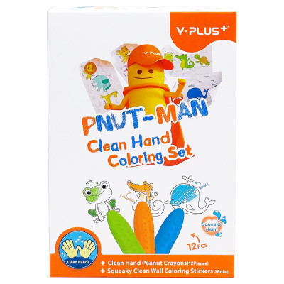 Hộp 12 Màu Sáp Peanut Và Tranh Tô Màu Dán Tường - Y Plus+ CP210600