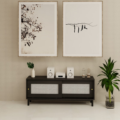 [Happy Home Furniture] ROTAN, Tủ lưu trữ 2 cánh lùa - chân sắt , 120cm x 30cm x 48cm ( DxRxC), TCL_031