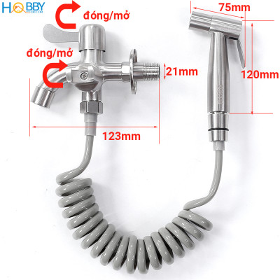 Bộ vòi xịt vệ sinh kèm vòi xả inox 304 dây lò xo Hobby Home Decor GXLX