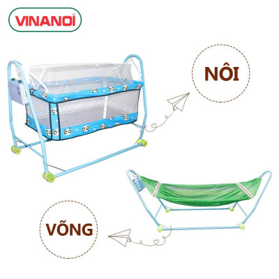 Combo Nôi võng tự động Vinanoi NV20 khung thép sức đưa 20kg và Địu em bé