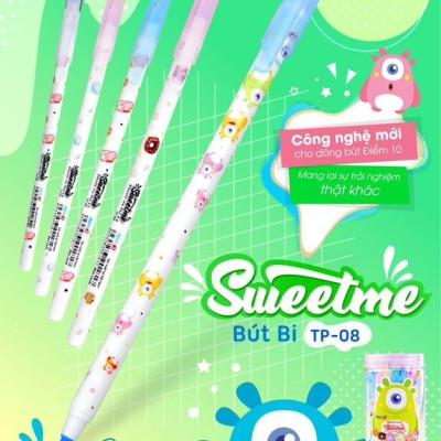 Bút Bi Điểm 10 Sweetme Thiên Long TP-08 - Mực Xanh (Mẫu Màu Giao Ngẫu Nhiên)