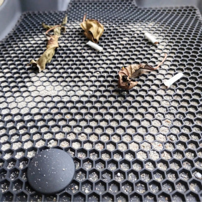 Thảm ô tô sd3 2 lớp dạng lưới lục giác Nissan Navara 2015+ màu đen - bề mặt cao su siêu sạch - Macsim