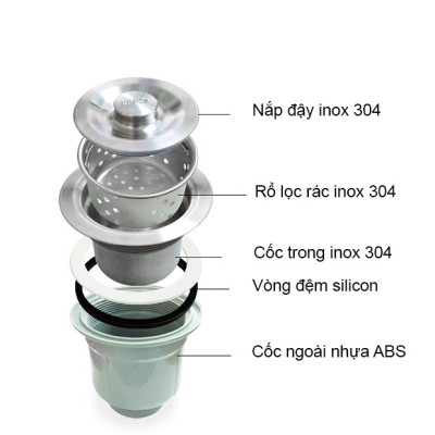 Chậu rửa chén bát inox 304 nano kháng khuẩn Valenza cao cấp 8245 kèm bộ xả chậu rổ inox 