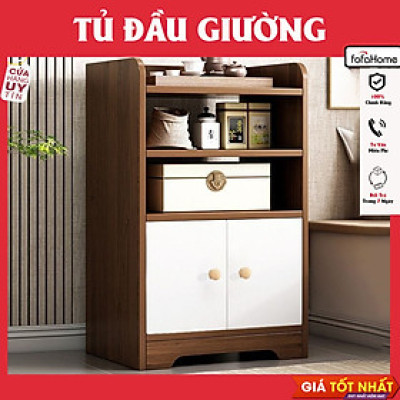 Tủ Gỗ Để Cạnh Giường Ngủ 3 Tầng Có Cánh Cửa, Tủ Để Đồ Đầu Giường Cao 70cm Gỗ MDF Phủ Metamin Cao Cấp