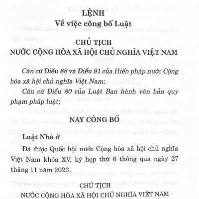 Luật Nhà Ở năm 2023 (Sửa đổi, bổ sung năm 2024)
