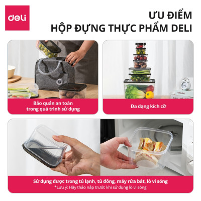 [COMBO 15 HỘP] Bộ hộp 15 chi tiết hộp đựng thực phẩm DELIxVUSIGN đủ size từ 150 - 8500ml dùng được cho lò vi sóng
