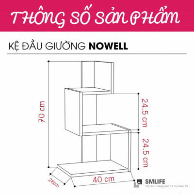 Kệ Đầu Giường Sang Trọng Thiết Kế Tối Giản SMLIFE Nowell