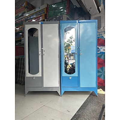 Tủ sắt quần áo 90x1m6 màu xám màu vàng kem giá rẻ - tủ quần áo sắt tiện dụng