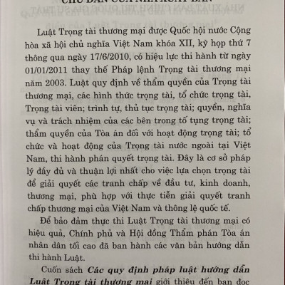Các Quy Định Pháp Luật Hướng Dẫn Luật  Trọng Tài Thương Mại 