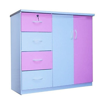 Tủ nhựa Đài Loan 2 cánh 4 ngăn T307 màu hồng (106 x 45 x 96 cm)