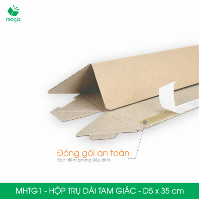MHTG1 - D5x35 cm - 60 Hộp trụ dài tam giác thay thế ống giấy - Hộp carton đóng gói hàng