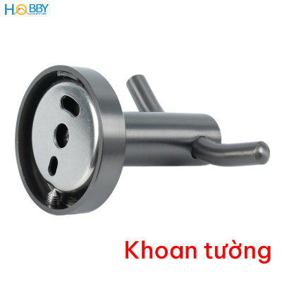 Móc treo đồ có 2 chấu ngang inox 304 sơn đen Hobby home decor T2X