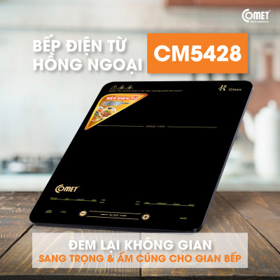 Bếp điện từ cảm ứng Comet CM5428 – Công suất 2000W, mặt kính chịu nhiệt, thiết kế siêu mỏng – Hàng Chính hãng bảo hành 12 tháng