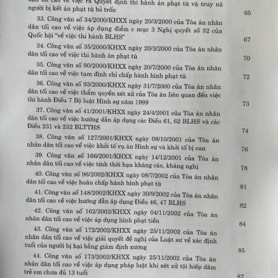 Hệ thống Công văn hướng dẫn nghiệp vụ của Tòa án nhân dân tối cao trong lĩnh vực Hình sự và Tố tụng Hình sự (từ năm 1987 đến năm 2023)