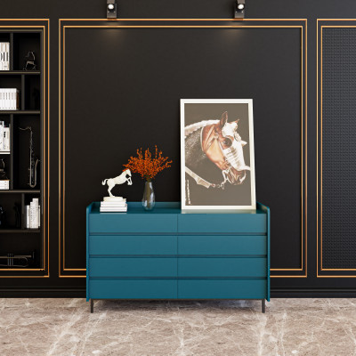 [Happy Home Furniture] LAVIA, Tủ lưu trữ 8 ngăn kéo - Chân sắt, 140cm x 45cm x 82cm ( DxRxC), THK_156