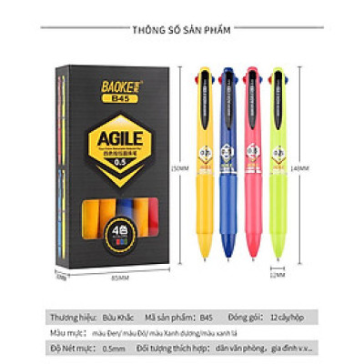 Hộp 12 Cây-Bút Bi Nhấn Thời Thượng ,0.55mm B45