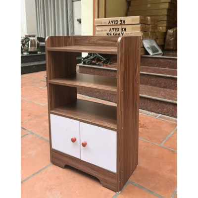 Tủ Gỗ Để Cạnh Giường Ngủ 3 Tầng Có Cánh Cửa, Tủ Để Đồ Đầu Giường Cao 70cm Gỗ MDF Phủ Metamin Cao Cấp