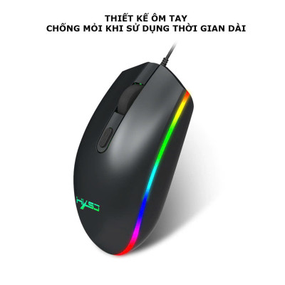 Chuột led cho máy tính Chuột có dây giá Tốt, đèn RGB 1600 DPI Đen, hoạ tiết bắt mắt Dây Dài 1m4 Thiết Kế Ôm Tay Thuận Cả 2 Tay Văn Phòng USB Cho Máy Tính Laptop Tivi - Hàng Nhập Khẩu
