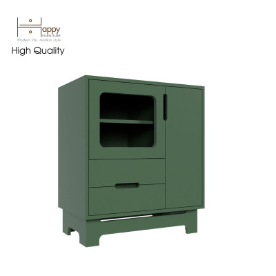[Happy Home Furniture] MOLLY, Tủ lưu trữ cửa kính 2 cánh mở - 2 ngăn kéo, 72cm x 40cm x 82cm ( DxRxC), TCM_110