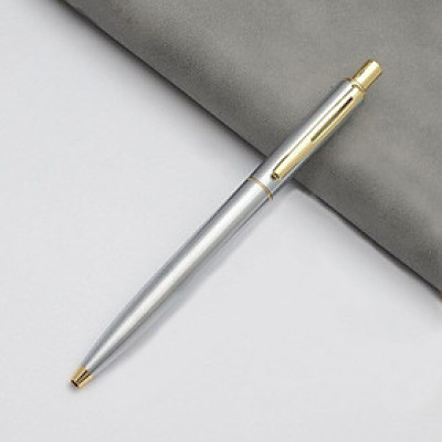  Bút Bi Ngòi Bấm Nét 0.7mm Mực Xanh Vỏ Kim Loại BP037 Thanh cài Vàng