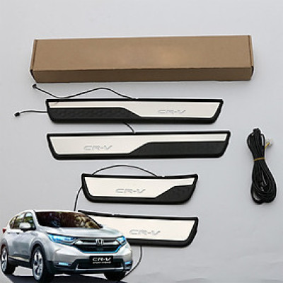 Ốp Bậc Bước Chân - Gắn Nẹp Bước Chân Trắng Có Đèn Led Cao Cấp Dành Cho Xe Honda CRV 2018-2020
