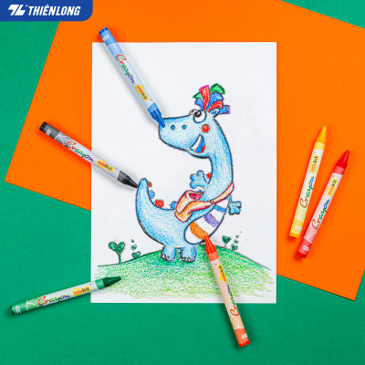 Bút sáp màu Thiên Long Colokit 10 màu mịn, ít bụi, đều màu tiêu chuẩn Châu Âu an toàn cho trẻ em tô màu, vẽ tranh CR-C07