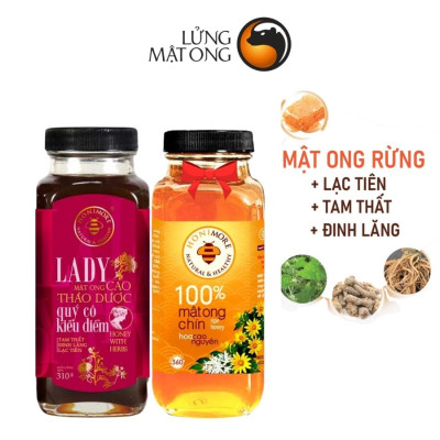 Combo mật ong rừng cao thảo dược Honimore Lady và mật ong rừng nguyên chất 670g - giúp ngủ ngon, chăm sóc sức khỏe phụ nữ