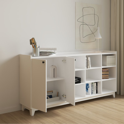 [Happy Home Furniture] KINA , Tủ lưu trữ 2 cửa mở- 9 ngăn , 200cm x 40cm x 96cm ( DxRxC), TCM_041