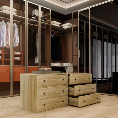 HAPPY FURNITURE , ZACY - Tủ lưu trữ 6 ngăn kéo , THK_209 , 160cm x 45cm x 63cm DxRxC, Sản phẩm phổ thông