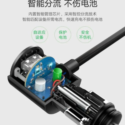 Ugreen UG40739CD168TK 120W màu Đen Bộ mở rộng 3 cổng sạc trên xe hơi + 2 cổng sạc USB - HÀNG CHÍNH HÃNG