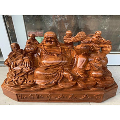 Tượng phật di lặc ngũ phúc gỗ hương liền khối kt 30×15×15cm