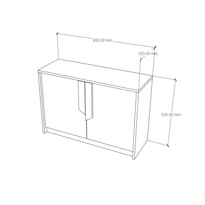 [Happy Home Furniture] PONIX, Tủ lưu trữ 2 cánh mở, 90cm x 32cm x 62cm ( DxRxC), TCM_111
