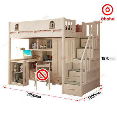 [Miễn phí lắp đặt & vận chuyển] Giường tầng trẻ em thông minh cao cấp có tủ áo và bàn học Ohaha - GTCC026