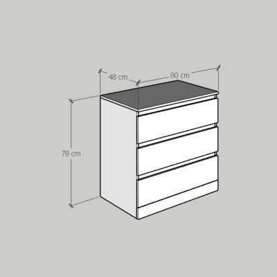 HAPPY FURNITURE , Tủ 3 ngăn kéo - DOOBIE , THK_003 , 80cm x 48cm x 78cm