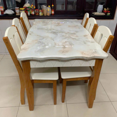 Bộ bàn ăn nhập khẩu Juno Sofa bàn 1m6 và 6 ghế sang trọng, hiện đại 