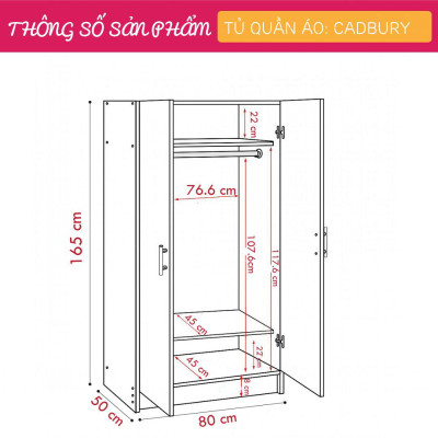 Tủ để quần áo bằng gỗ MDF dành cho bé SMLIFE Cadbury