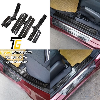 Bộ Ốp bậc cửa, Nẹp bước chân dành cho Honda City 2015-2021 vân Carbon
