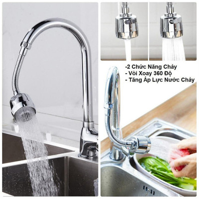 Vòi Rửa Chén Bát Tăng Áp Nhựa Mạ Điện Nối Dài 2 Chế Độ Nước Xoay 360 Độ Tiết Kiệm Nước , Không Rỉ Sét Thân Vòi Dài Xoay Chuyển Linh Hoạt, 2 Chế Độ Nước Tiện Dụng
