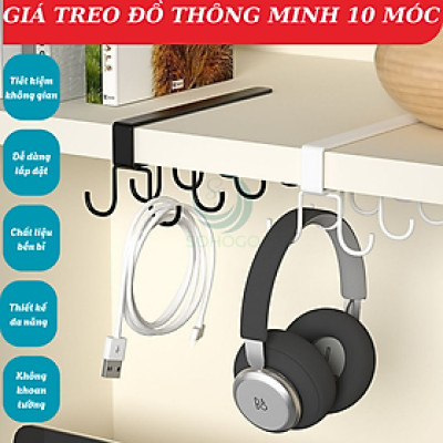 Móc Treo Đa Năng Gắn Dưới Kệ Bếp 10 MóC- Giá Treo Đồ Nhà Bếp Thông Minh Móc Treo Dưới Gầm Tủ – Tiết Kiệm Không Gian Kệ Treo Dụng Cụ Nhà Bếp Gắn Tủ Móc Treo Ly Tách và Đồ Nhà Bếp Dưới Kệ 10 Móc
