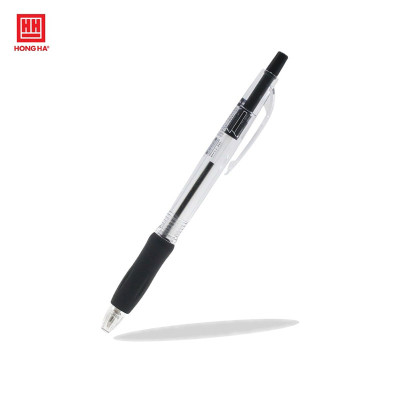 Bút bi bấm Hồng Hà đầu bi 0.7mm cho nét viết êm, trơn, có grip cao su - 2468