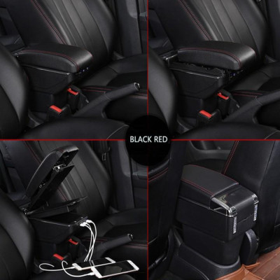 Hộp tỳ tay xe hơi cao cấp Kia Soluto và Kia Soul tích hợp 7 cổng USB - Mã: DUSB-SLT - 2 màu: Đen và Be