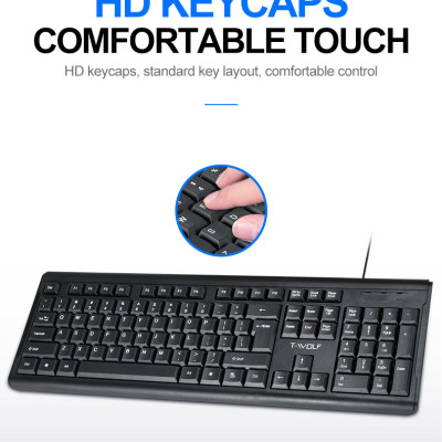 Bàn Phím Văn Phòng T-WOLF T15 USB- Hàng Chính Hãng