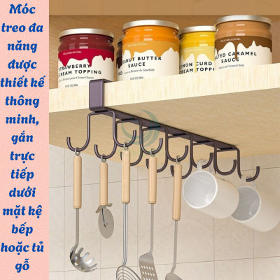 Móc Treo Đa Năng Gắn Dưới Kệ Bếp 10 MóC- Giá Treo Đồ Nhà Bếp Thông Minh Móc Treo Dưới Gầm Tủ – Tiết Kiệm Không Gian Kệ Treo Dụng Cụ Nhà Bếp Gắn Tủ Móc Treo Ly Tách và Đồ Nhà Bếp Dưới Kệ 10 Móc