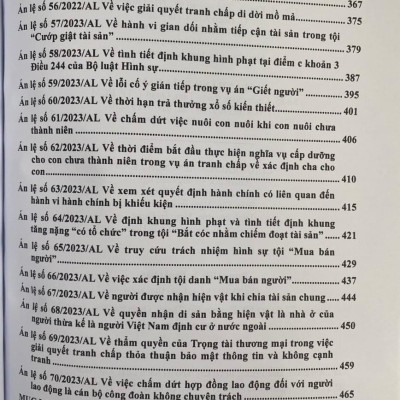 Hệ Thống 70 Án Lệ Đã Được Hội Đồng Thẩm Phán Tòa Án Nhân Dân Tối Cao Thông Qua