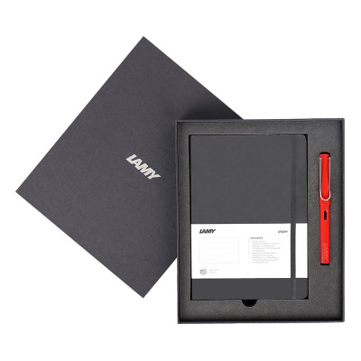 Gift Set Lamy Notebook A5 Softcover Black + Lamy Safari Red - GSNSa005