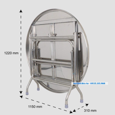 Bàn tròn inox 304 rộng 1m2 chân cao Bảo An chống gỉ